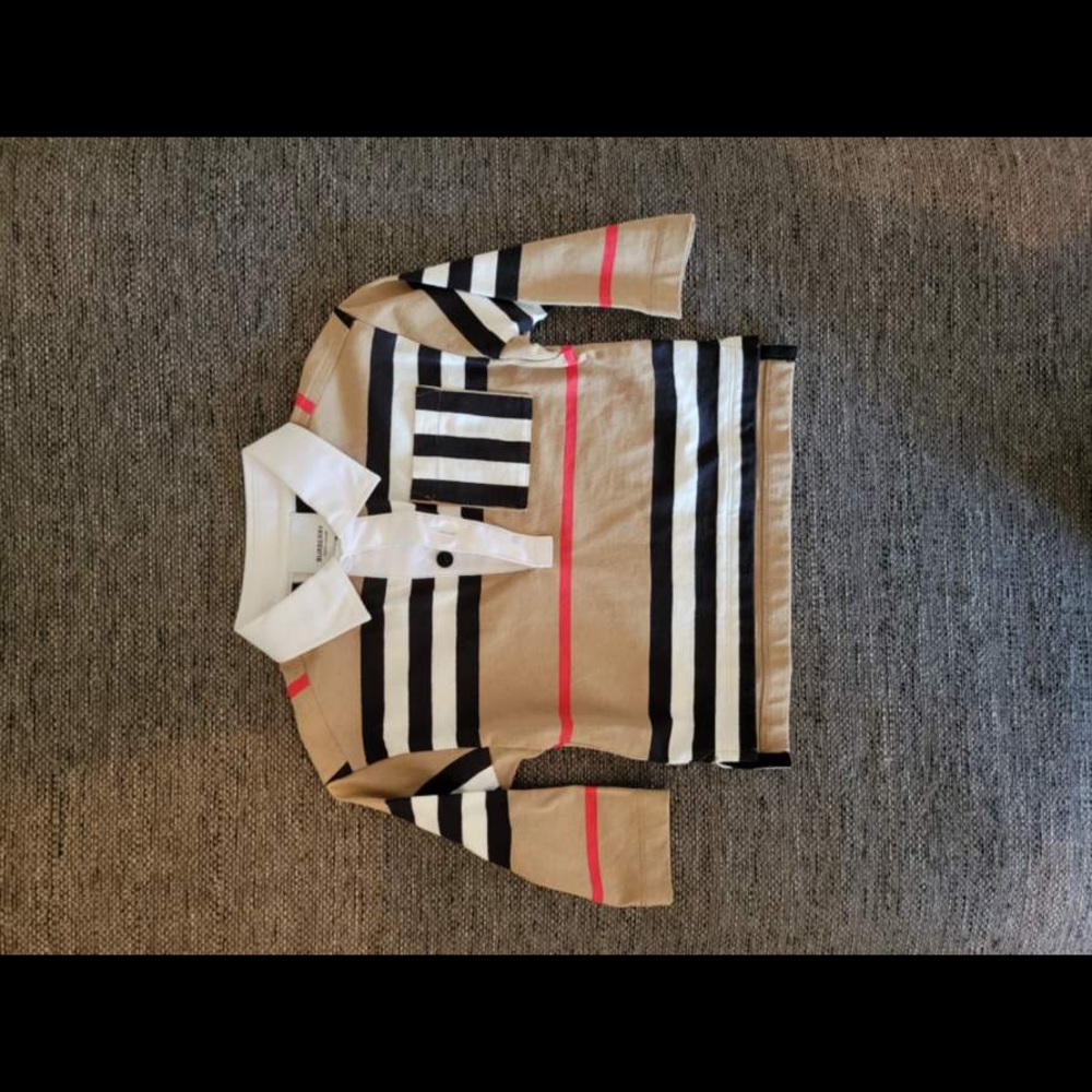 Baby Burberry long sleeve polo styled shirt